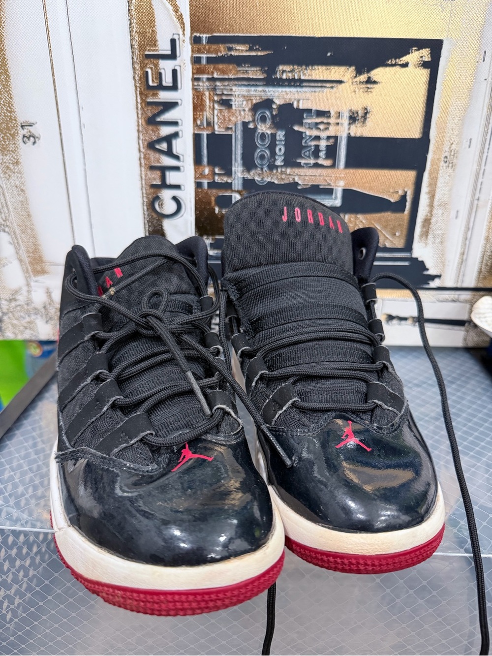 Jordan Kids Black and Red Sneakers